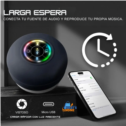 Altavoz Bluetooth impermeable con luces LED – Mini altavoz portátil con ventosa y soporte para móvil