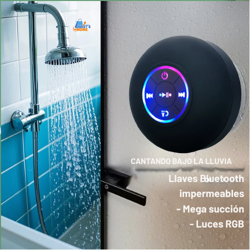 Altavoz Bluetooth impermeable con luces LED – Mini altavoz portátil con ventosa y soporte para móvil