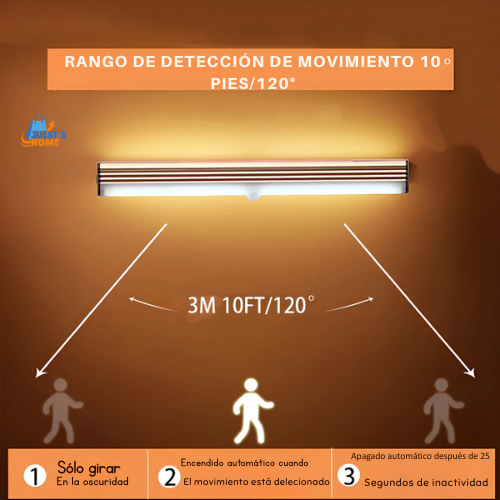 Luz nocturna LED inalámbrica con sensor de movimiento – Recargable por USB y base magnética