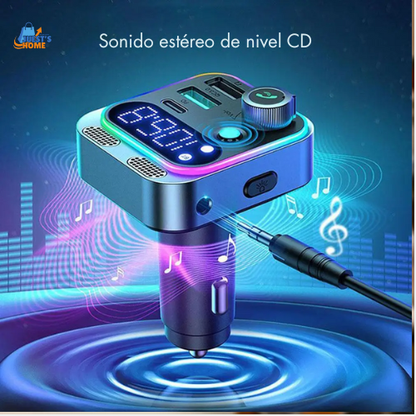 Transmisor FM Bluetooth 5.3 para coche – Cargador rápido 250W con 4 puertos USB y Type-C PD