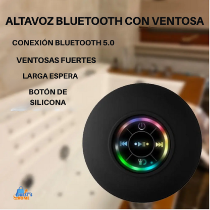 Altavoz Bluetooth impermeable con luces LED – Mini altavoz portátil con ventosa y soporte para móvil