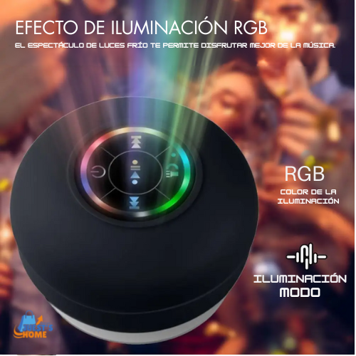 Altavoz Bluetooth impermeable con luces LED – Mini altavoz portátil con ventosa y soporte para móvil