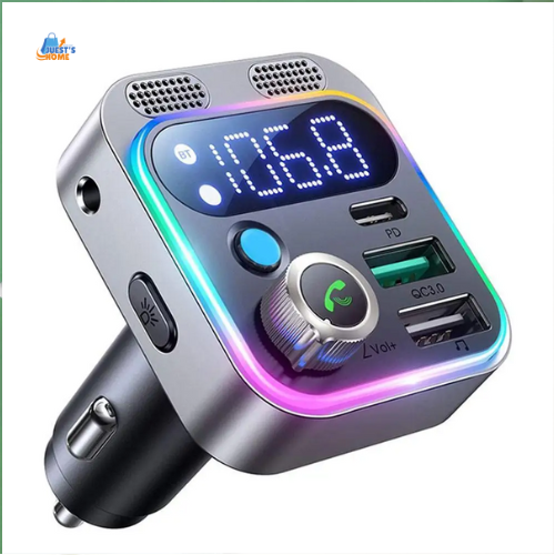 Transmisor FM Bluetooth 5.3 para coche – Cargador rápido 250W con 4 puertos USB y Type-C PD