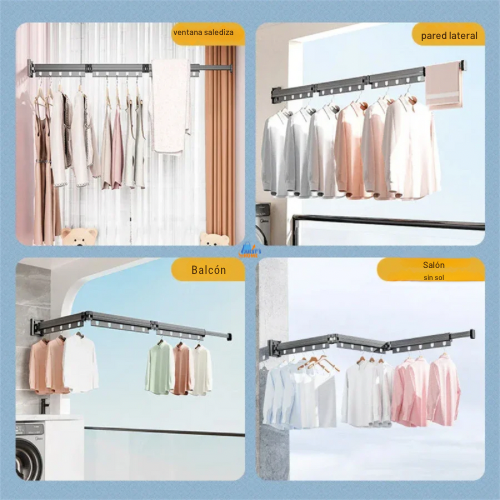 Extendable Clothes Hanger Indoor Retractable Cloth Drying Rack Space Saving Home Laundry Clothesline Wall Mount Clothing Rack
