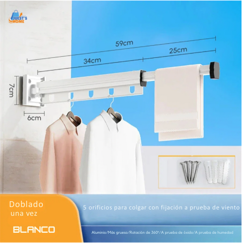 Extendable Clothes Hanger Indoor Retractable Cloth Drying Rack Space Saving Home Laundry Clothesline Wall Mount Clothing Rack