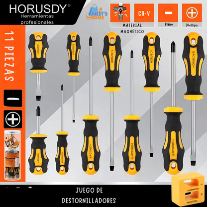 Juego de 11 Destornilladores Magnéticos HORUSDY
