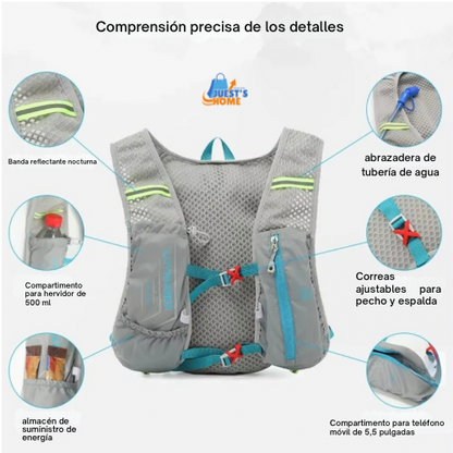 Mochila de Hidratación 2 L Transpirable y Reflectante