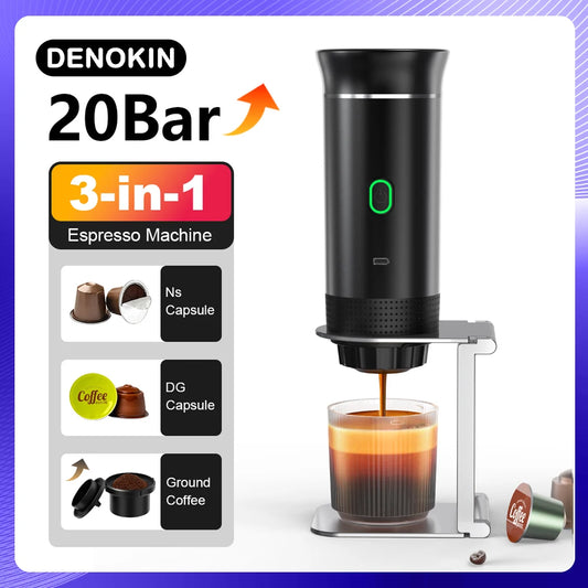 Cafetera Espresso Portátil Inalámbrica 3 en 1 para Cápsulas y Café Molido