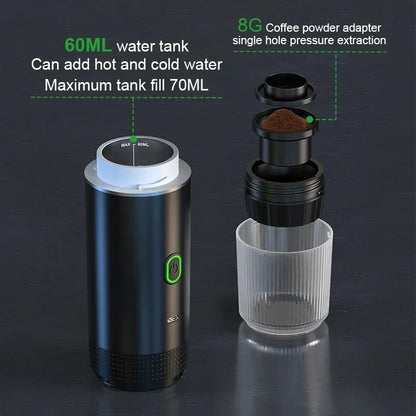 Cafetera Espresso Portátil Inalámbrica 3 en 1 para Cápsulas y Café Molido