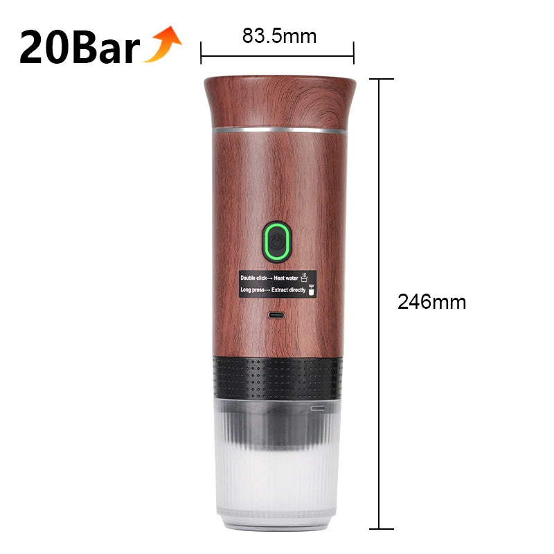 Cafetera Espresso Portátil Inalámbrica 3 en 1 para Cápsulas y Café Molido
