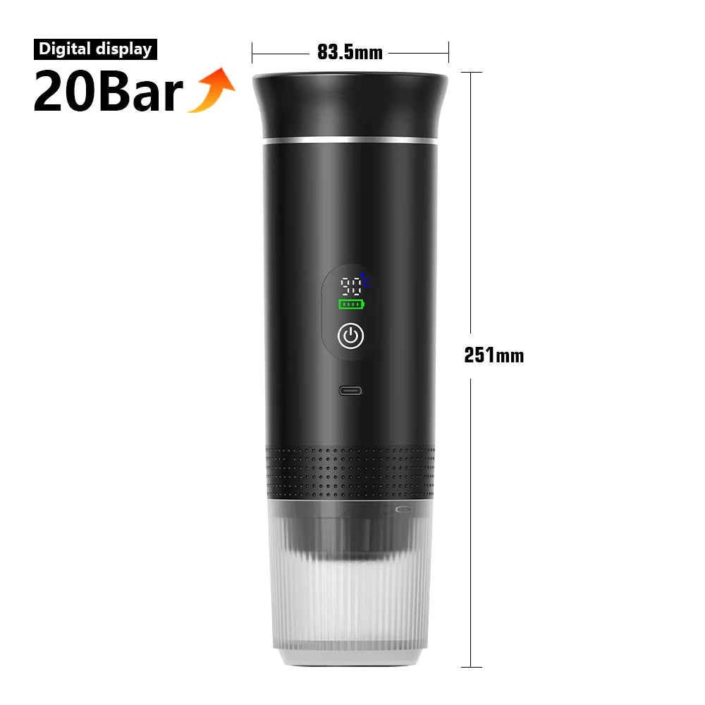 Cafetera Espresso Portátil Inalámbrica 3 en 1 para Cápsulas y Café Molido
